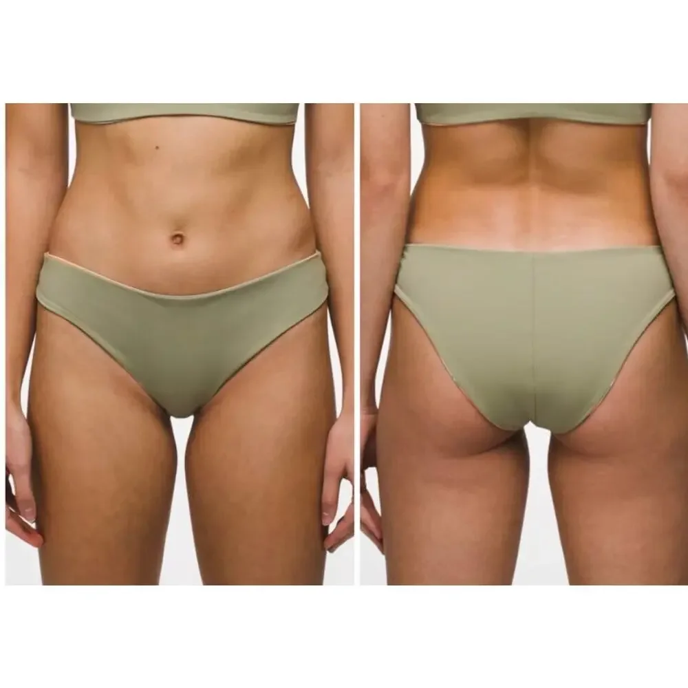 New! Prana Gemma Reversible Bikini Bottom Mirage Green Womens Size Large